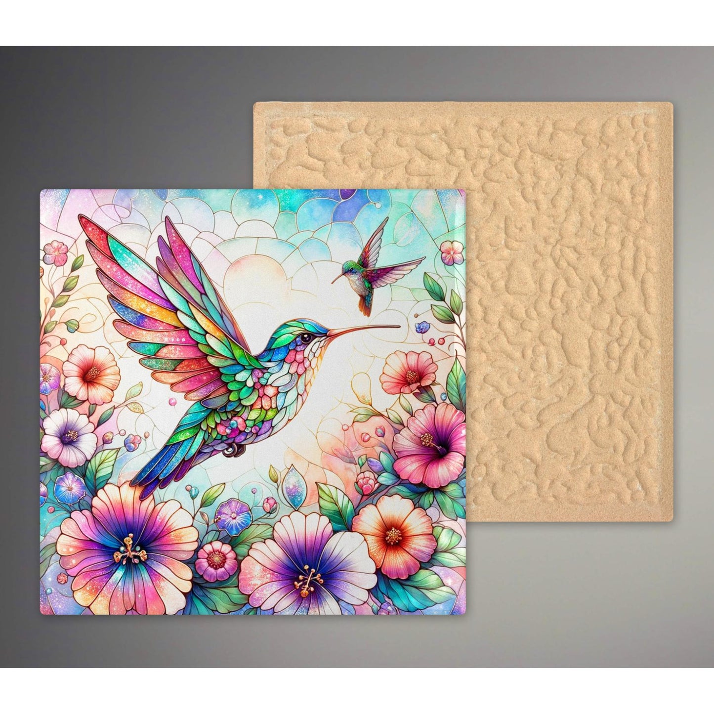 Art Nouveau Ceramic Art Tile, Vibrant Hummingbird Home Decor, Stunning Art Deco Ceramic for Unique Gifts