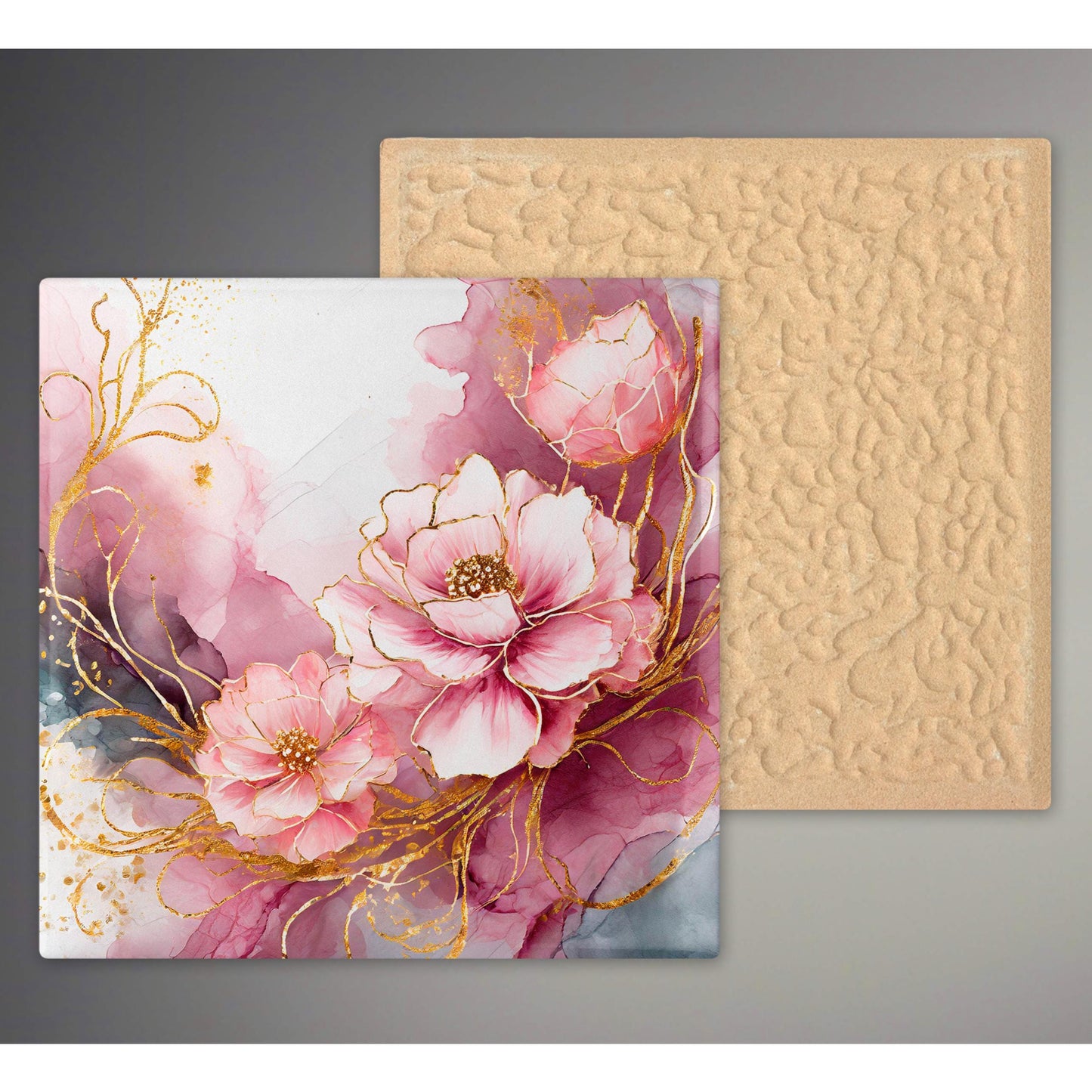 Ceramic Tile Art - Beautiful Pastel Pink Floral Design, 6 Inch Tile Perfect for Wall Art, Unique Gift for Her