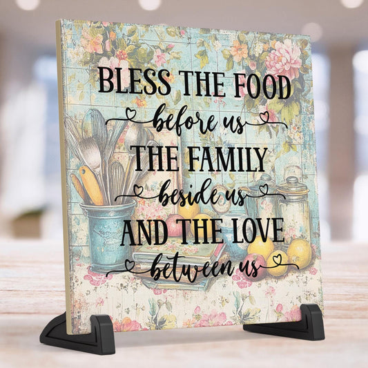 Ceramic Tile Art - Family Blessing Kitchen Decor, Wall Hanging -  Meaningful Family Gift - Home Decor