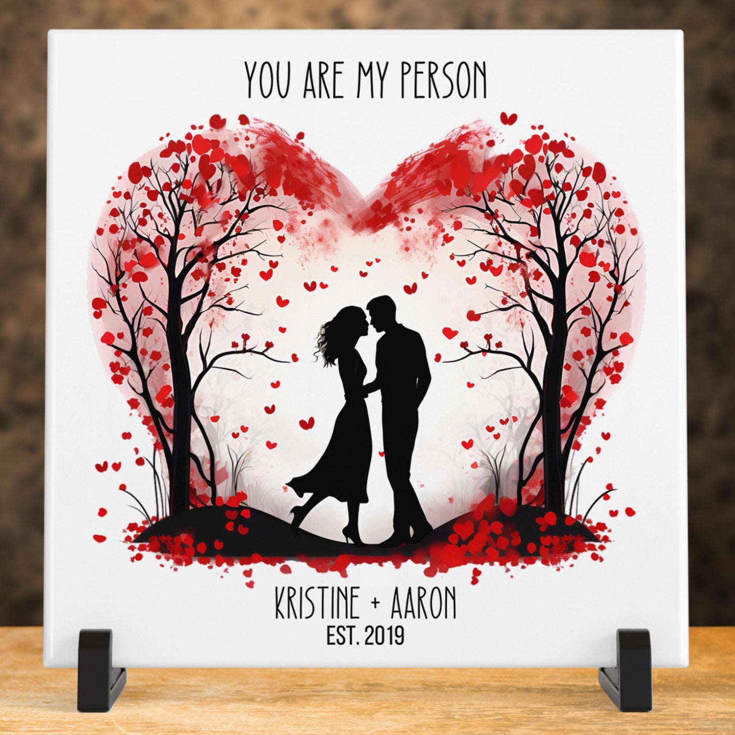 Personalized Valentine Art Tile, "You Are My Person" Tree Heart, Romantic Gift for Couples, Anniversary Keepsake, Wedding Gift