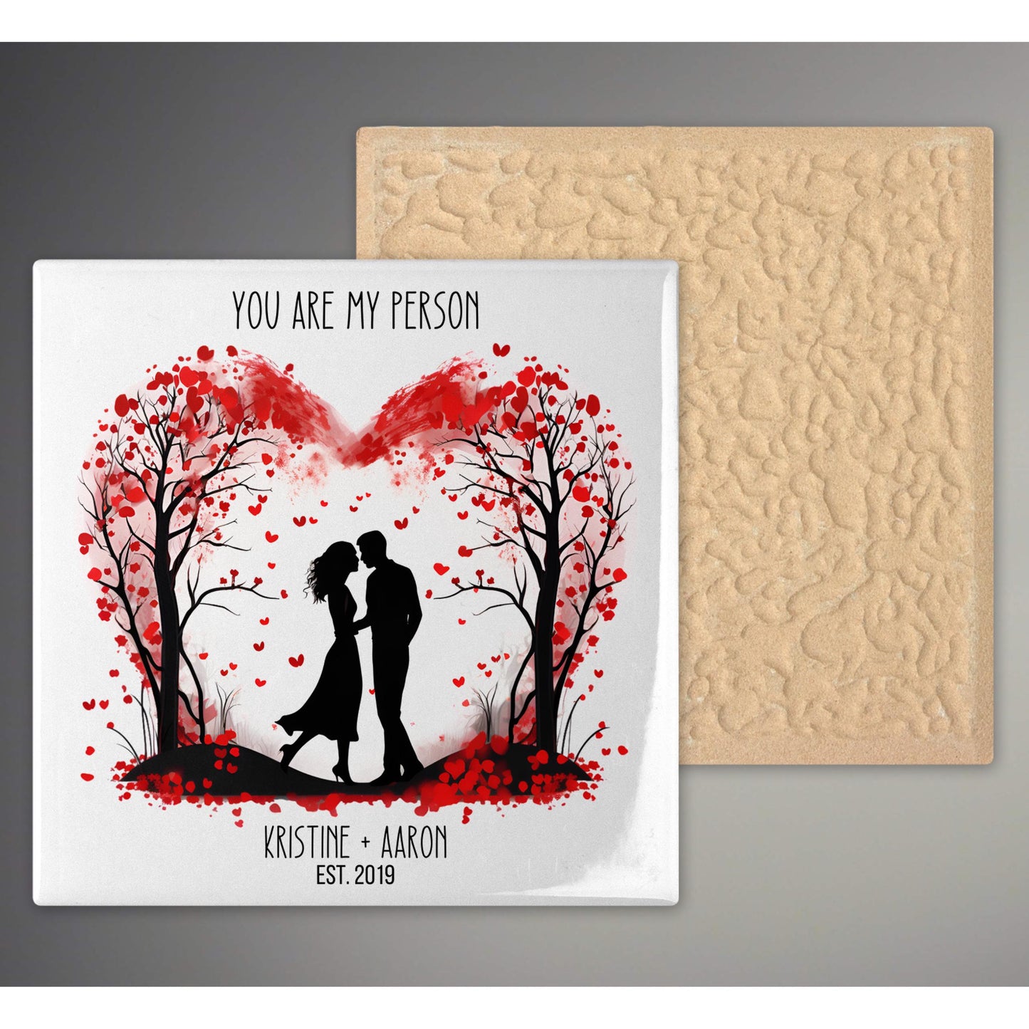 Personalized Valentine Art Tile, "You Are My Person" Tree Heart, Romantic Gift for Couples, Anniversary Keepsake, Wedding Gift