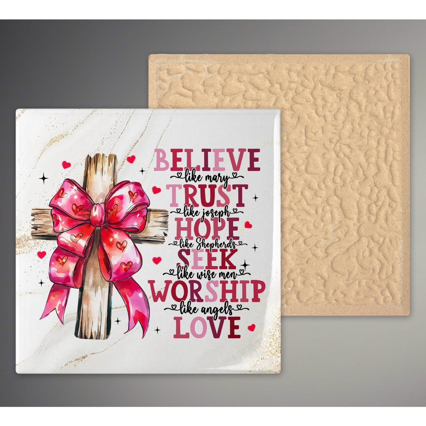 Valentines Art Decor: Christian Art Ceramic Tile - Inspirational Scripture - Home Decor, Meaningful Valentines Gift - Art - Religious Print