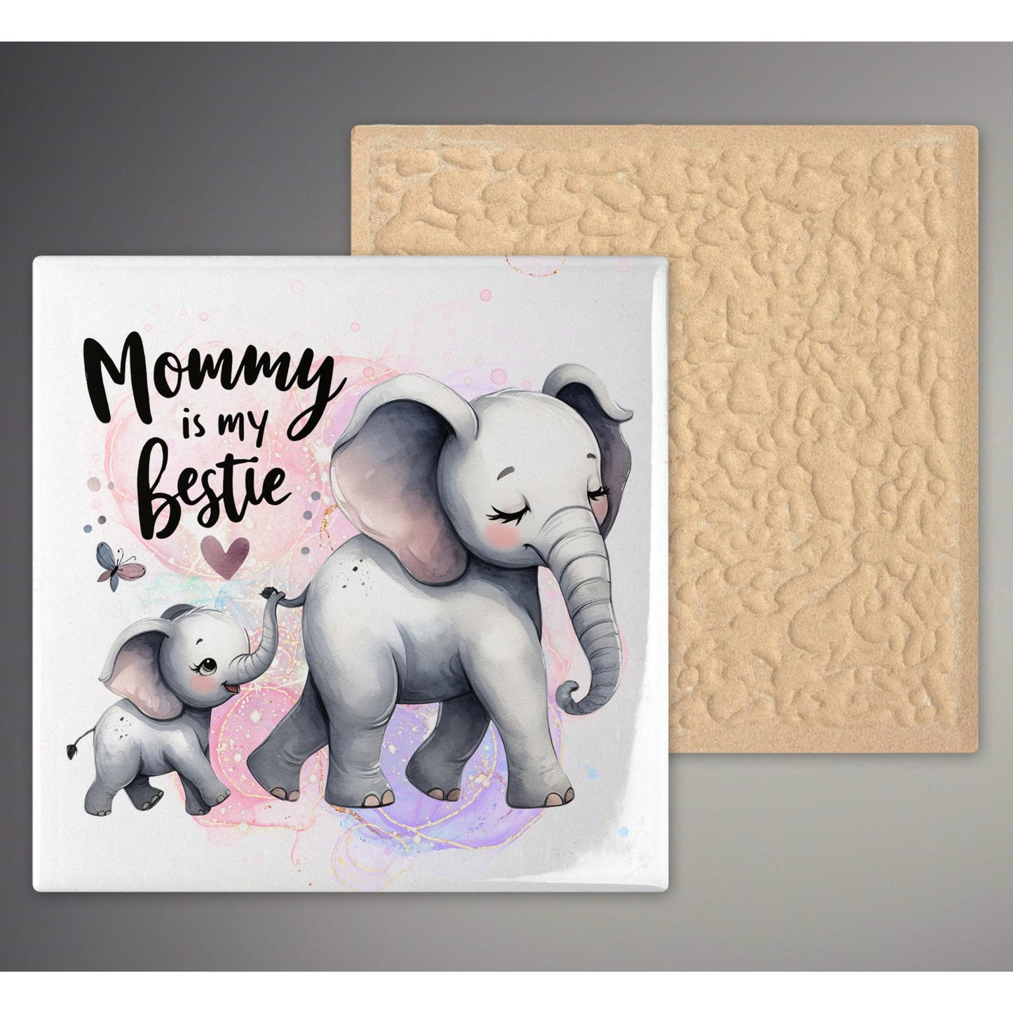 Mommy is My Bestie Tile - Adorable Elephant Nursery Decor, Baby Shower Gifts - Baby Nursery Art - Child's Room Home Decor - Gallery Wall