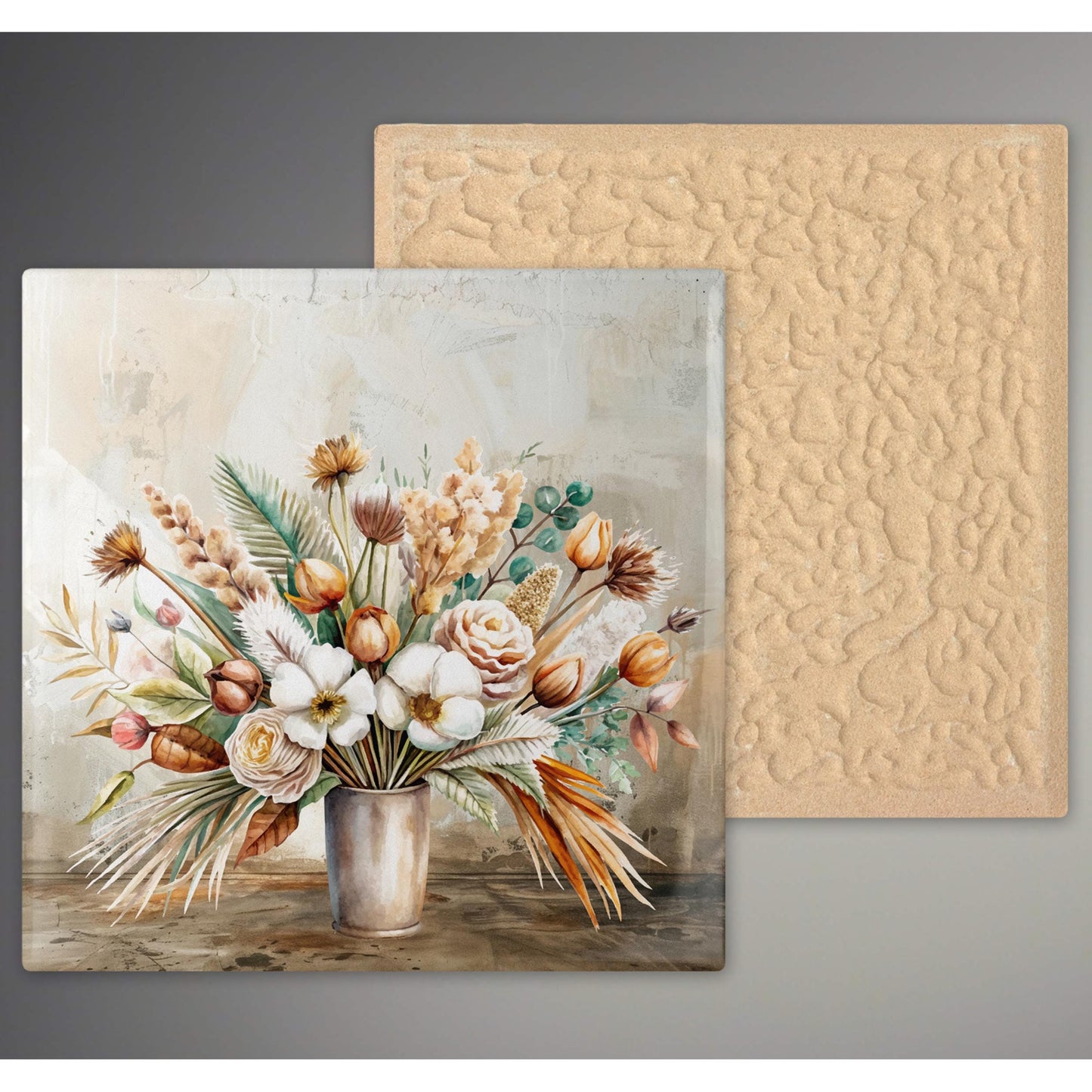 Floral Bouquet Art Print, Ceramic Tile Art, Whimsical Home Decor, Gift For Her, Bedroom, Bathroom, Living Room, Housewarming, Wall Art