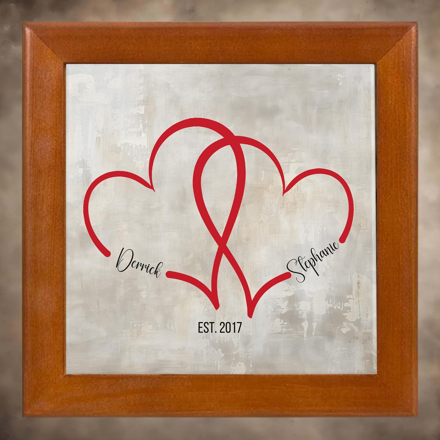 Tile Art | Custom Ceramic Art Tile | Interlocking Hearts | Perfect Personalized Gift for Couples | Gift for Her | Valentine Gift | Wall Art
