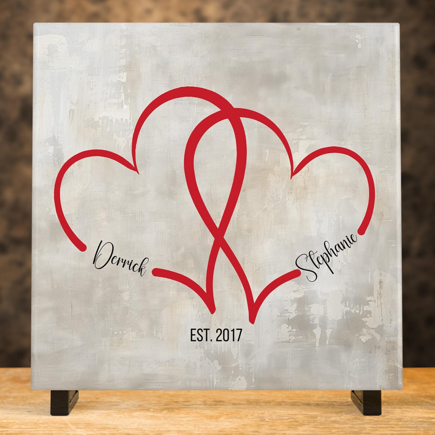 Tile Art | Custom Ceramic Art Tile | Interlocking Hearts | Perfect Personalized Gift for Couples | Gift for Her | Valentine Gift | Wall Art