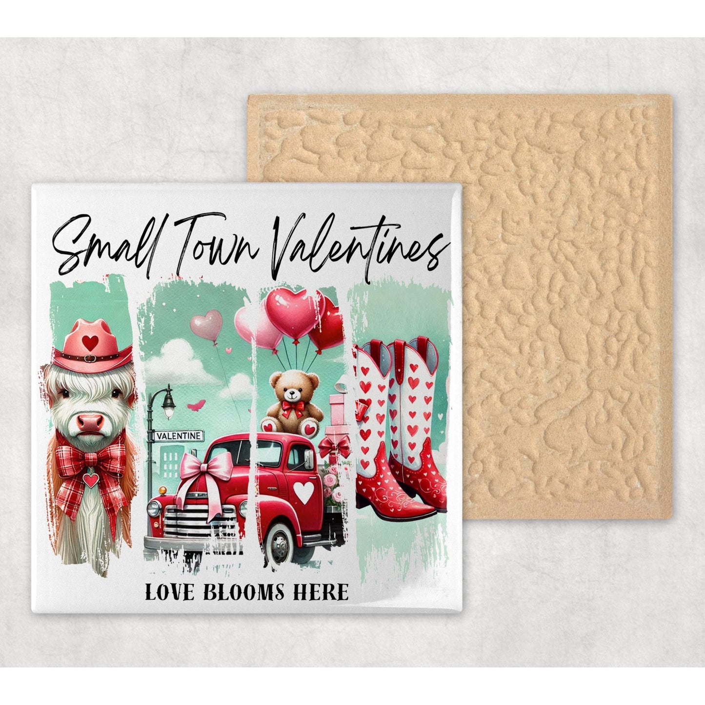 Ceramic Art Tile Valentines Home Decor - Charming Valentine's Wall Art Sign - Perfect Gift for Her -  Farmhouse Valentines Gift