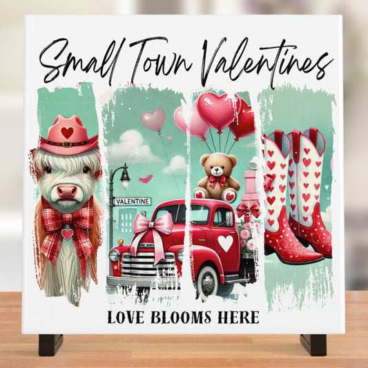 Ceramic Art Tile Valentines Home Decor - Charming Valentine's Wall Art Sign - Perfect Gift for Her -  Farmhouse Valentines Gift
