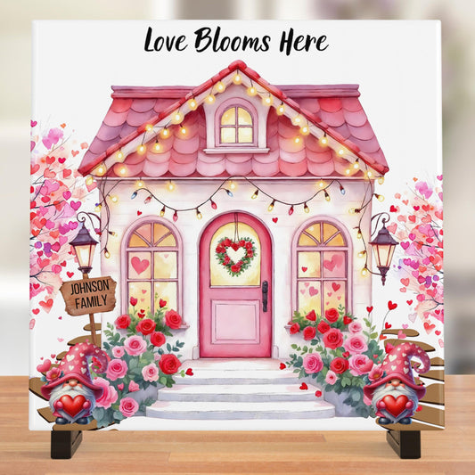 Valentines Ceramic Tile - Trendy Wall Art  - Personalized Wall Art - Family Name Gift - Housewarming Gift - Cozy Cottage Decor