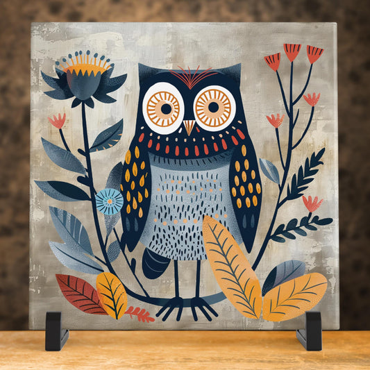 Whimsical Owl Art | Ceramic Tile Decor for Home | Ideal Accent Piece for Bathroom | Scandinavian Design | Perfect Gift for Her |
