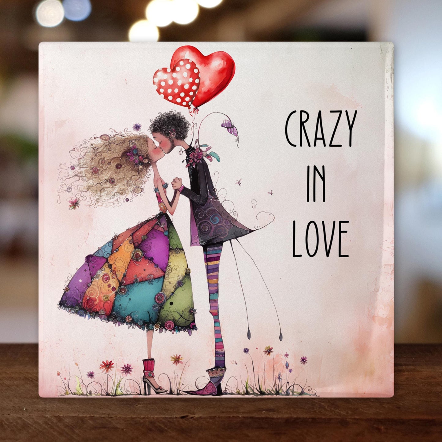 Valentines Day Wall Art | Handcrafted Ceramic Tile | Home Decor | Gallery Wall Hanging | Gift for Couples | Valentine's Gift