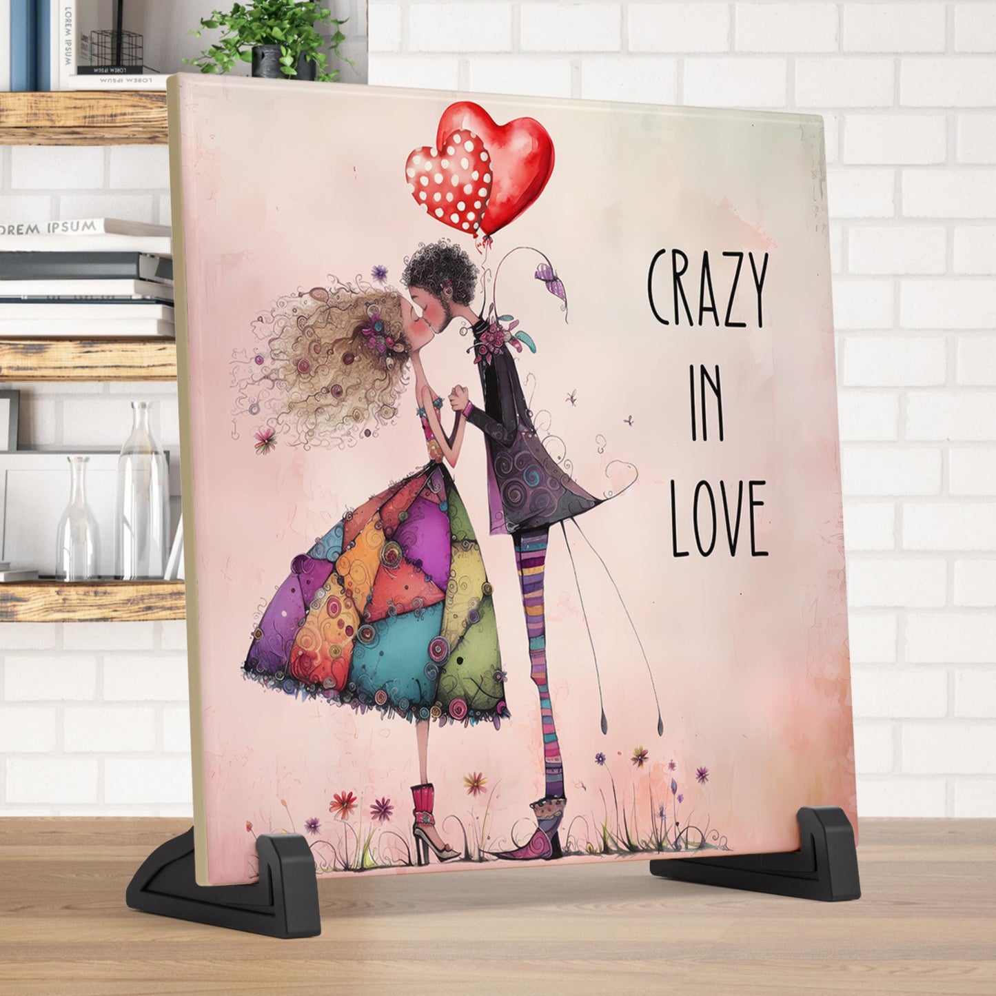 Valentines Day Wall Art | Handcrafted Ceramic Tile | Home Decor | Gallery Wall Hanging | Gift for Couples | Valentine's Gift