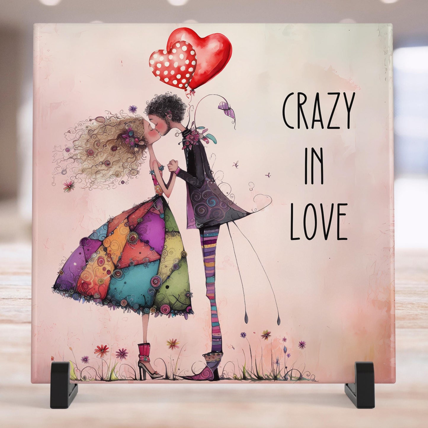 Valentines Day Wall Art | Handcrafted Ceramic Tile | Home Decor | Gallery Wall Hanging | Gift for Couples | Valentine's Gift
