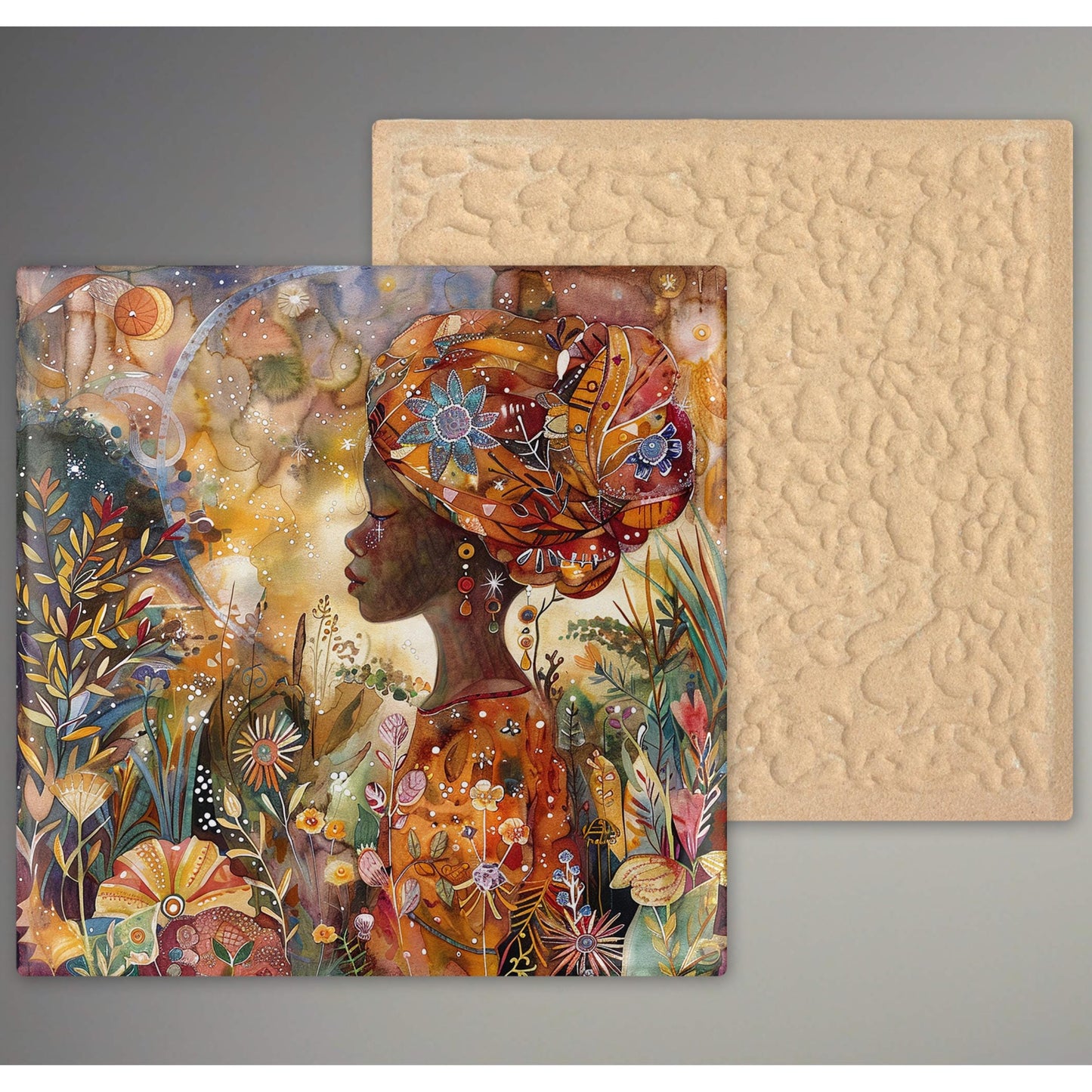 African American Art - Stunning African Print Ceramic Tile - Decorative Wall Piece - Black Art Home Decor - Vibrant Wall Hangings