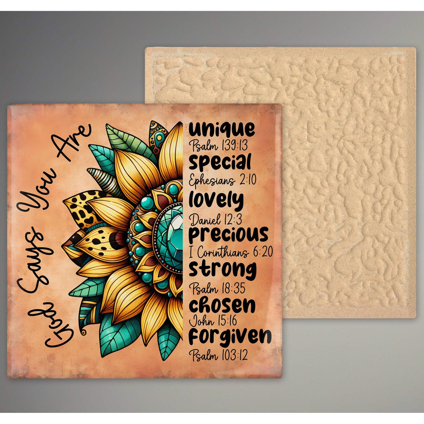 Christian Art - Ceramic Tile Wall Hanging - "God Says You Are" Inspirational Decor - Perfect Housewarming Gift - Kitchen Art
