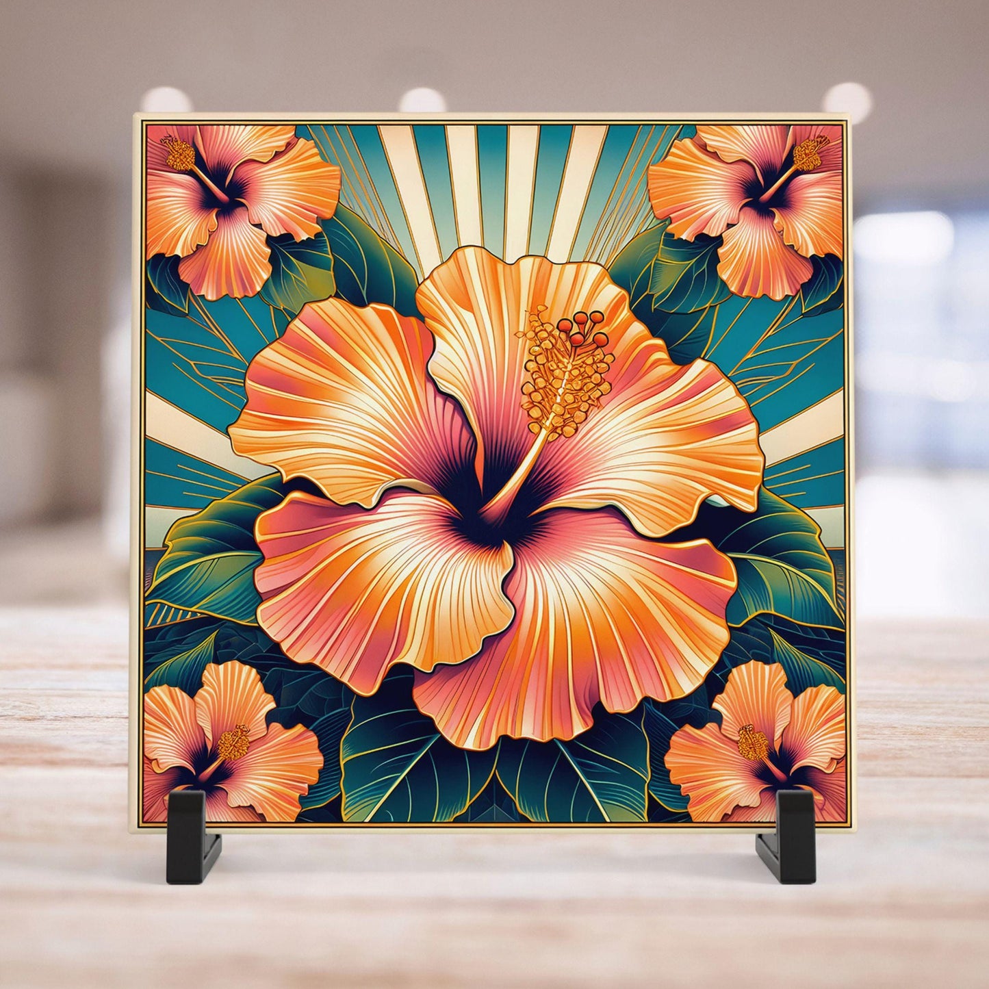Ceramic Tile Art - Elegant Art Deco - Art Nouveau Decorative Tile - Ideal for Home Accents & Unique Gift Ideas
