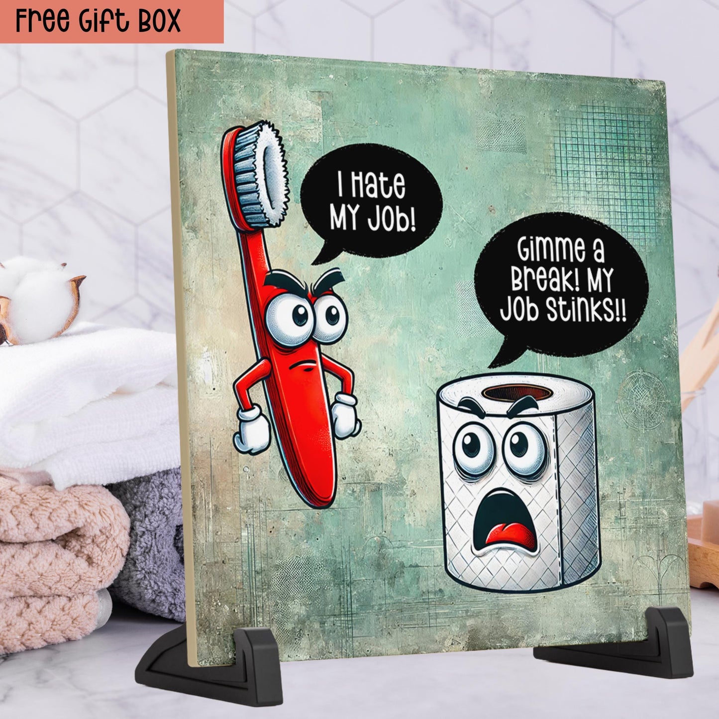 I Hate My Job Funny Art Tile