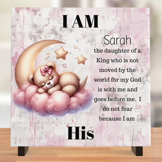 I Am the Daughter of a King Wall Art, Personalized Baby Gift, Baptism Gift, Christian Nursery Decor, Dedication Gift Idea, Ceramic Tile