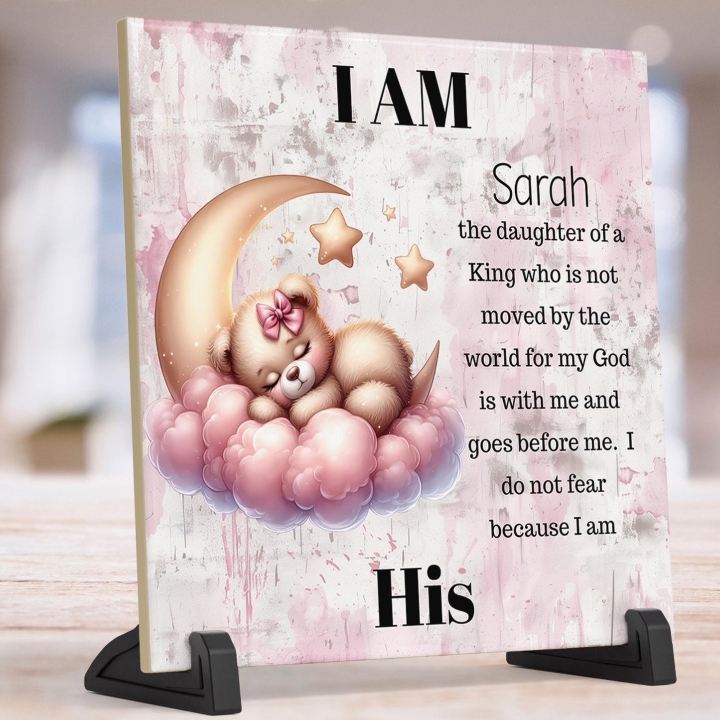 I Am the Daughter of a King Wall Art, Personalized Baby Gift, Baptism Gift, Christian Nursery Decor, Dedication Gift Idea, Ceramic Tile