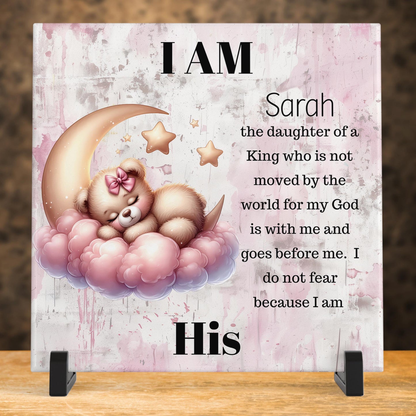 I Am the Daughter of a King Wall Art, Personalized Baby Gift, Baptism Gift, Christian Nursery Decor, Dedication Gift Idea, Ceramic Tile