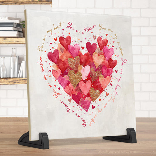 Heart Brushstroke Art Tile | Valentine's Day Gift and Wall Decor | Coquette Style Shelf Art | Unique Valentine Wall Hanging
