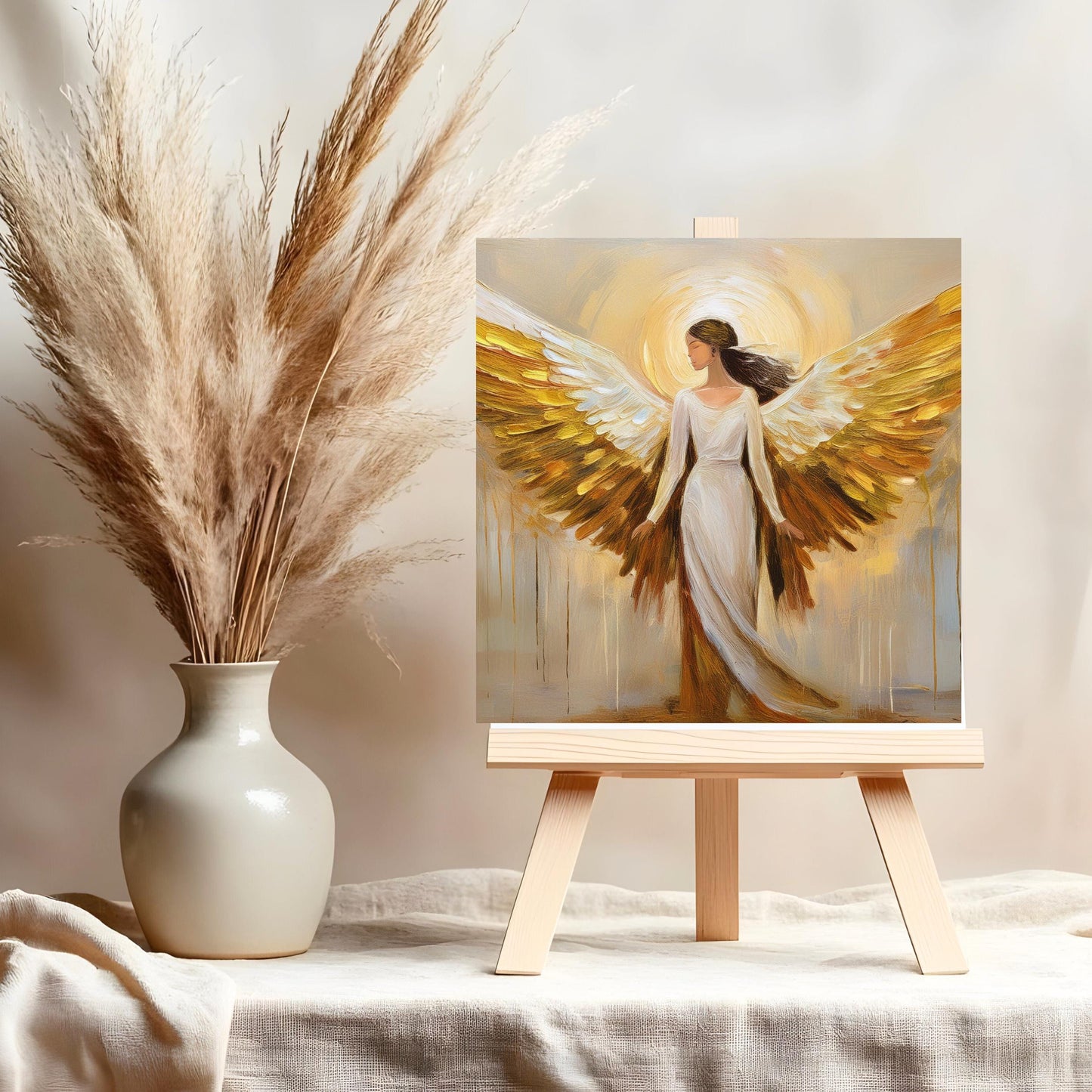 Religious Angel Ceramic Tile Art | Christian Decor Wall Art | Guardian Angel for Spiritual Being | Angel of Love and Peace