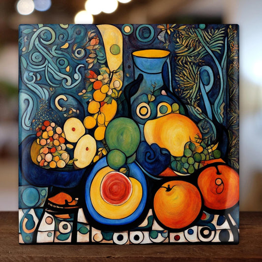 Food Art - Modern Abstract Print for Kitchen - Vibrant Ceramic Tile Art -  Perfect for Housewarming Gift