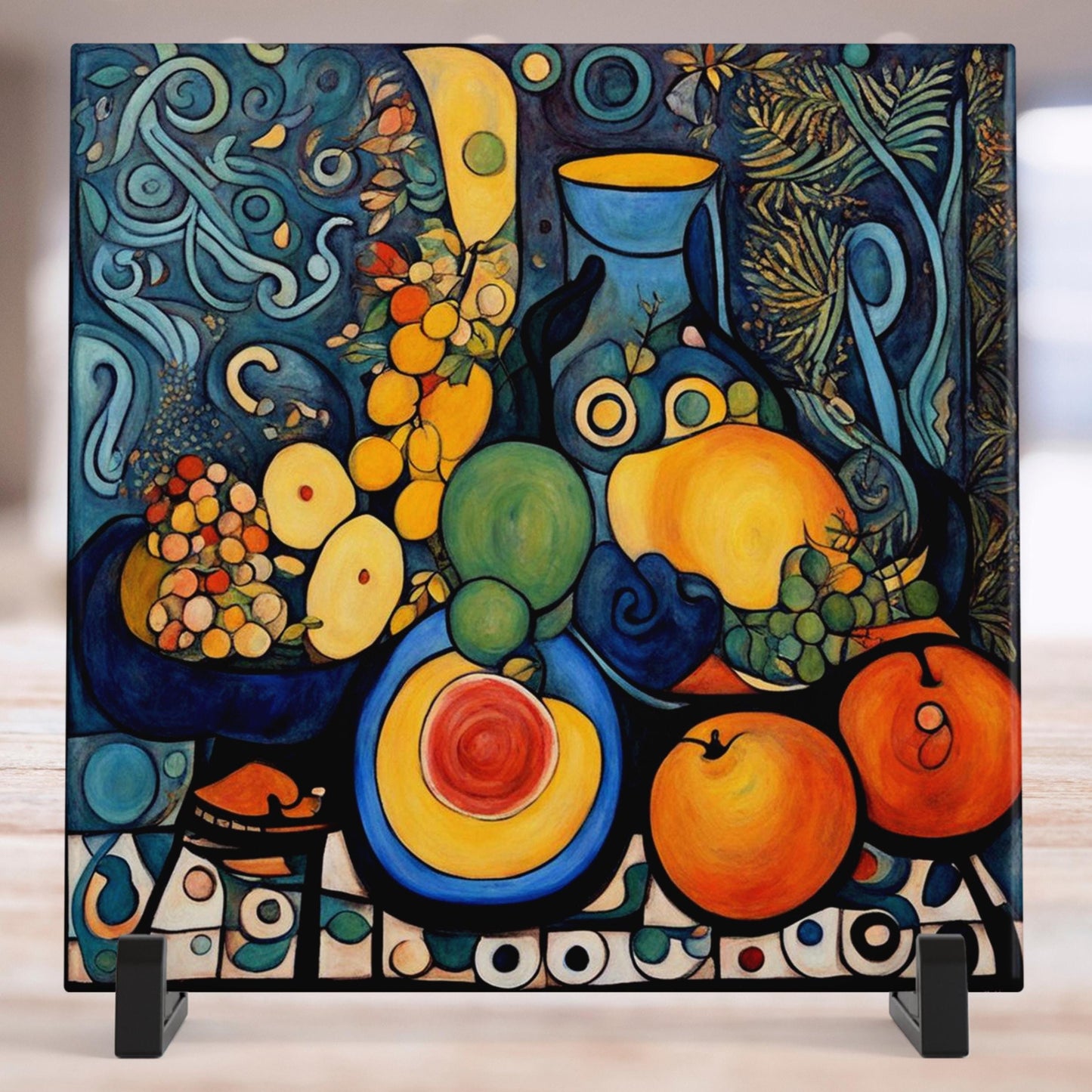 Food Art - Modern Abstract Print for Kitchen - Vibrant Ceramic Tile Art -  Perfect for Housewarming Gift