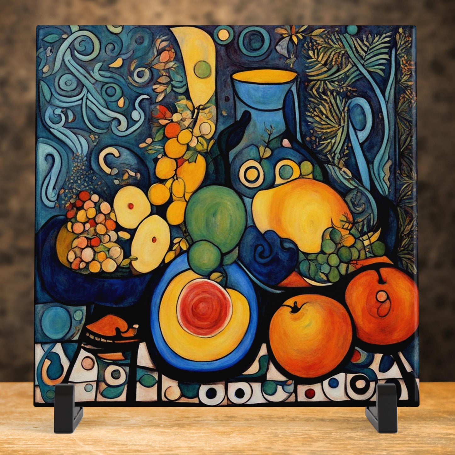 Food Art - Modern Abstract Print for Kitchen - Vibrant Ceramic Tile Art -  Perfect for Housewarming Gift
