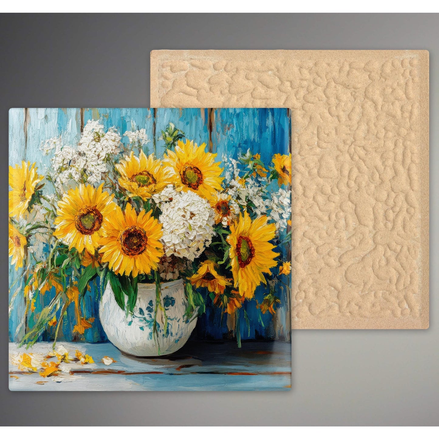 Farmhouse Sunflower Ceramic Tile Art - Rustic Decorative Shelf Decor for Home Accents and Unique Gift Ideas