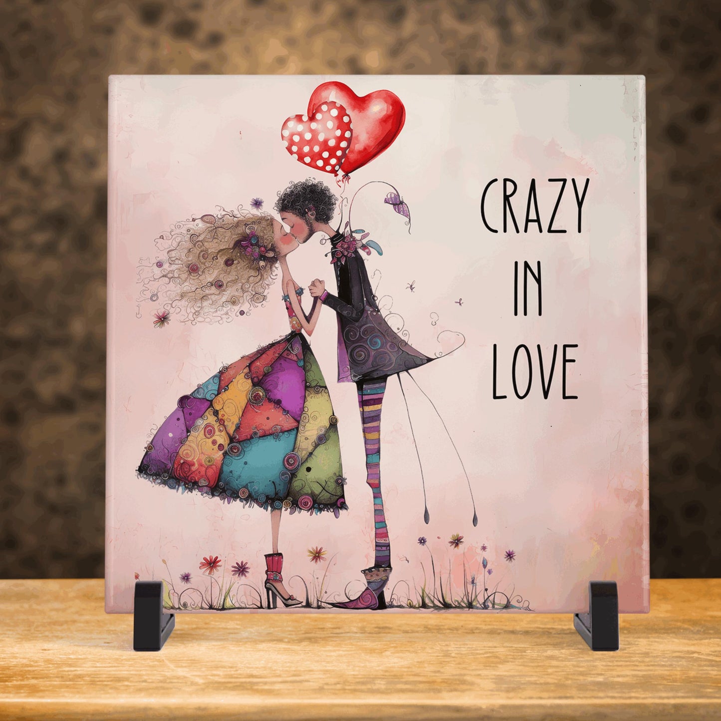 Valentines Day Wall Art | Handcrafted Ceramic Tile | Home Decor | Gallery Wall Hanging | Gift for Couples | Valentine's Gift