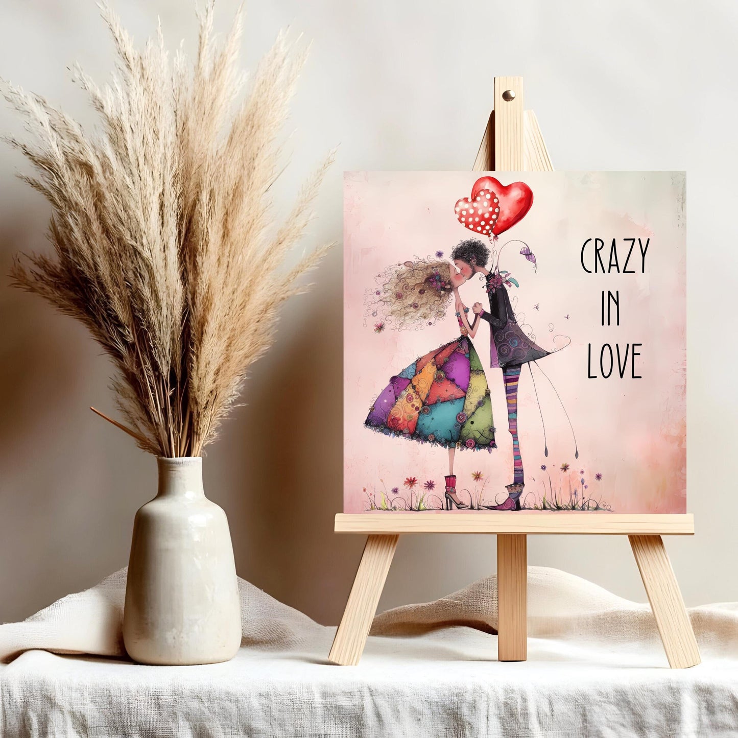 Valentines Day Wall Art | Handcrafted Ceramic Tile | Home Decor | Gallery Wall Hanging | Gift for Couples | Valentine's Gift