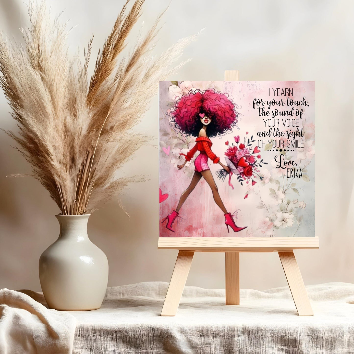 Whimsical African American Girl Tile Art