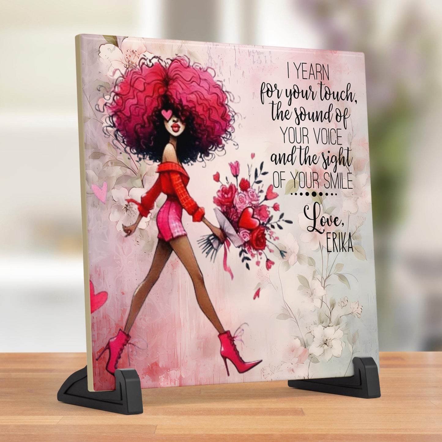 Whimsical African American Girl Tile Art