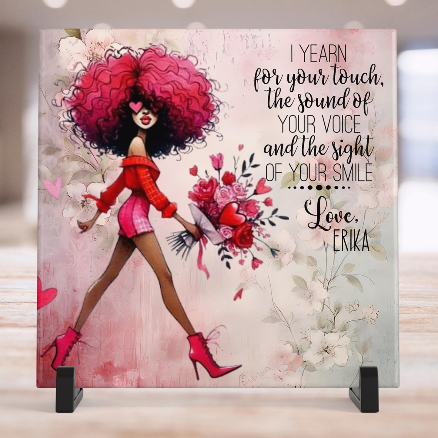 Whimsical African American Girl Tile Art