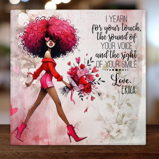 Whimsical African American Girl Tile Art
