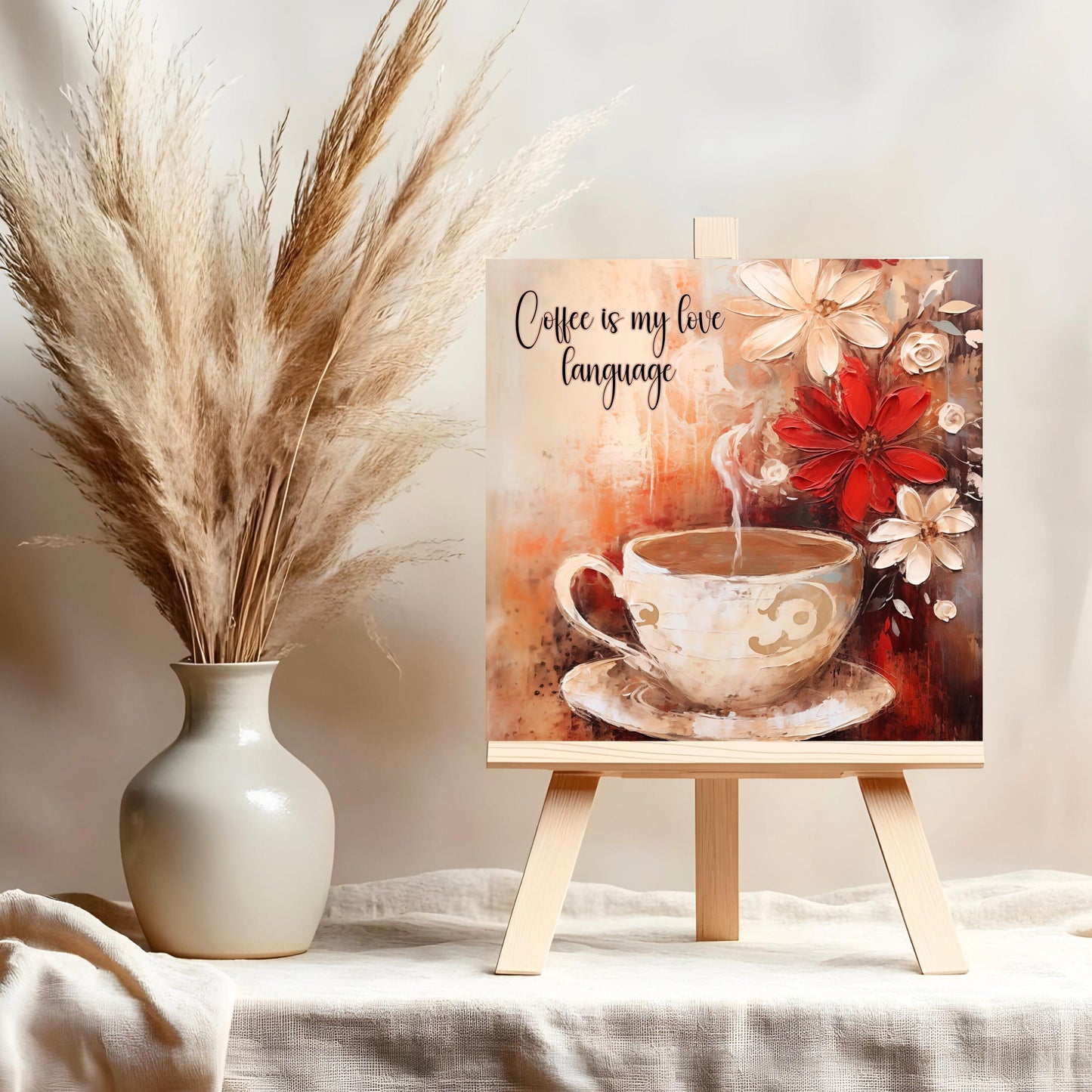 Coffee is My Love Language Ceramic Tile - Beautiful Handcrafted Art for Kitchen Spaces - Ideal Gift for Coffee Enthusiasts - Coffee #1
