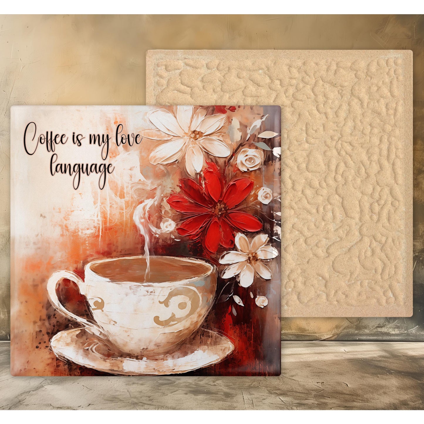 Coffee is My Love Language Ceramic Tile - Beautiful Handcrafted Art for Kitchen Spaces - Ideal Gift for Coffee Enthusiasts - Coffee #1