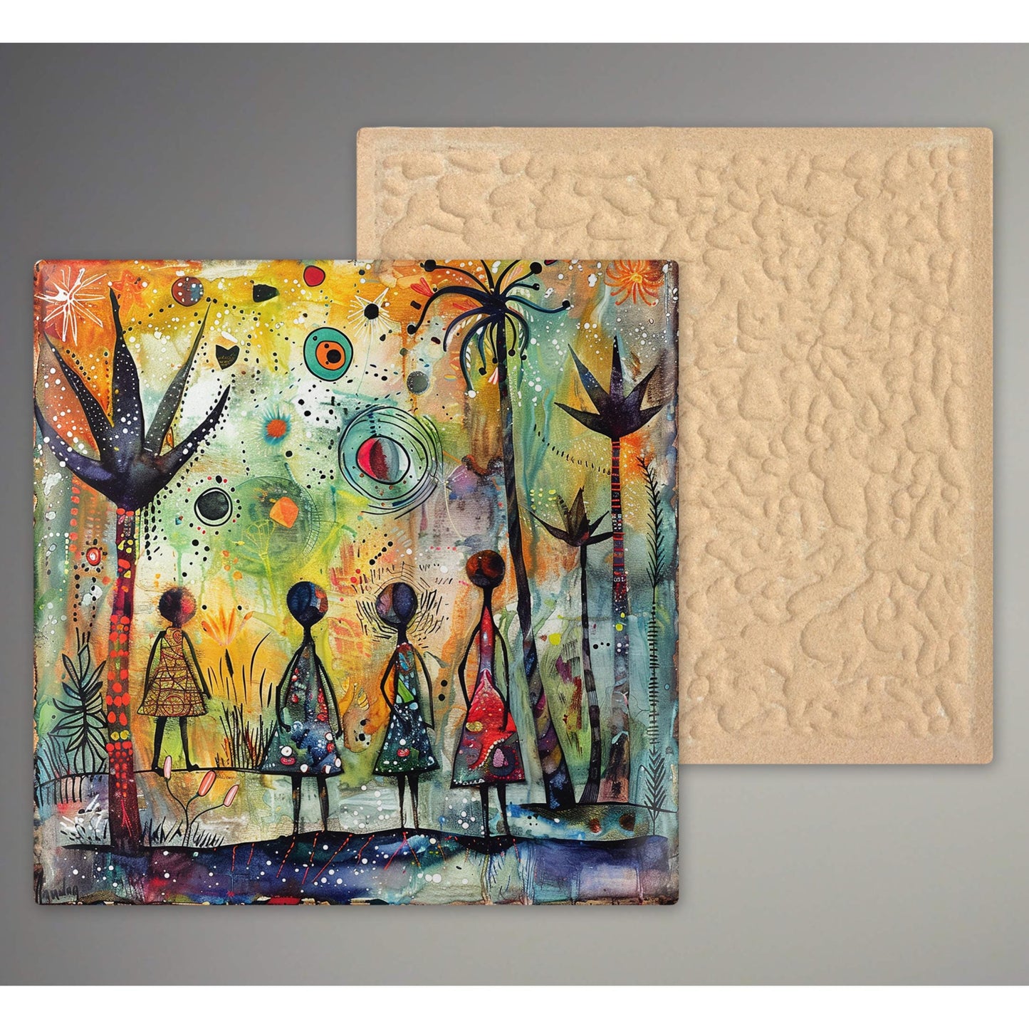 African Print Ceramic Art Tile - Stunning Minimalist African Print  - Decorative Wall Hanging - Black Art - Home Decor