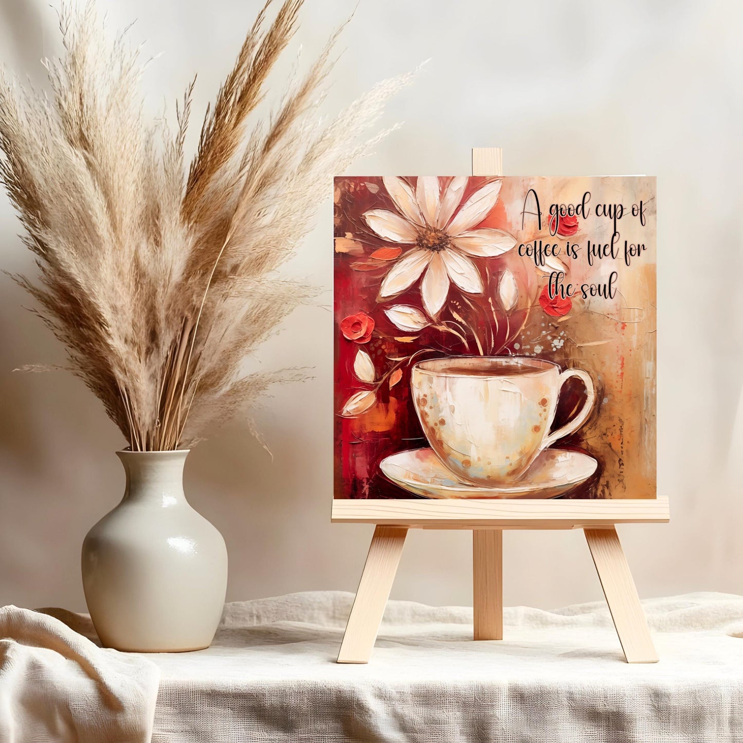Coffee Lovers Ceramic Art Tile Home Decor for Kitchen Aesthetic, Perfect Gift for Coffee Enthusiasts - Fuel for the Soul - Coffee #2