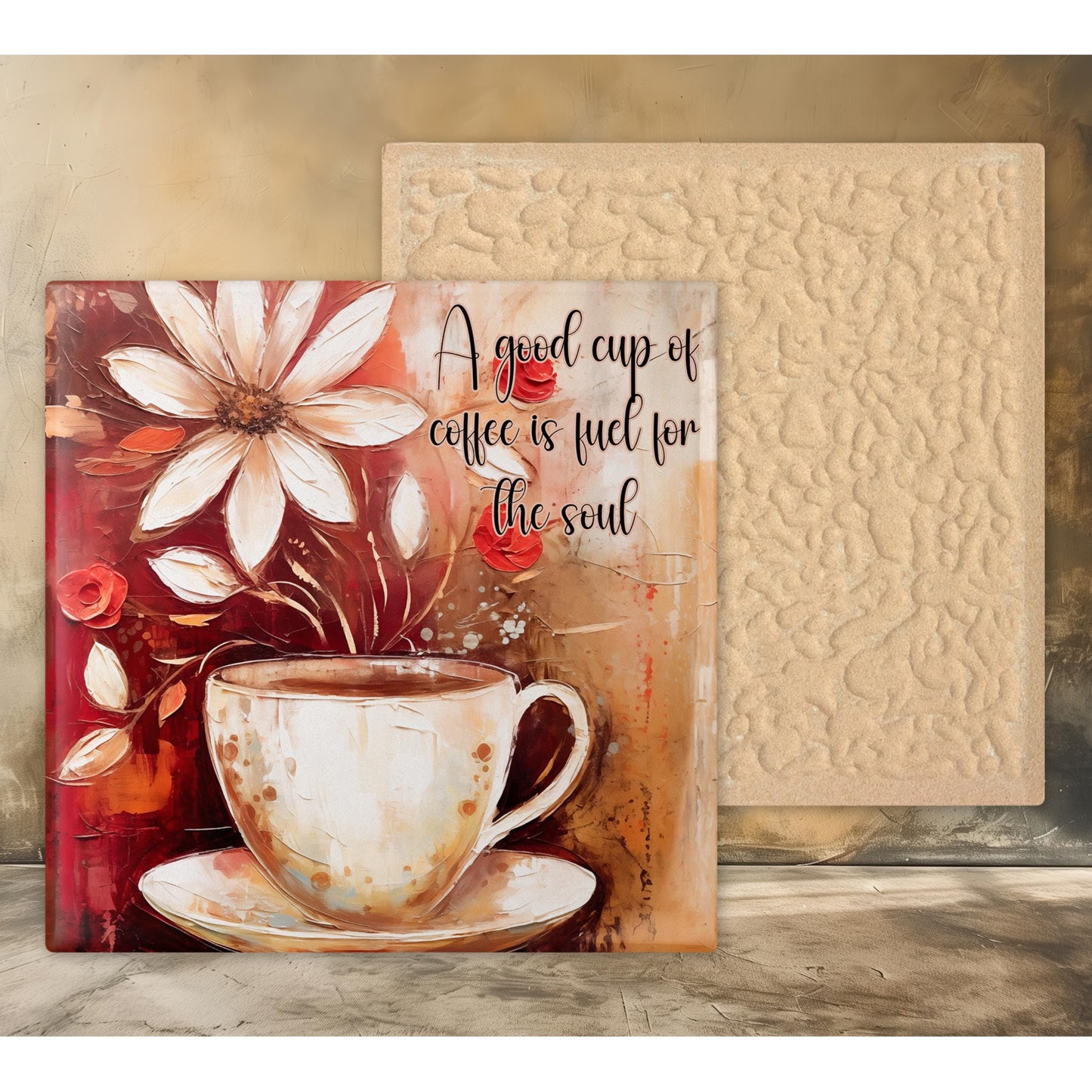 Coffee Lovers Ceramic Art Tile Home Decor for Kitchen Aesthetic, Perfect Gift for Coffee Enthusiasts - Fuel for the Soul - Coffee #2