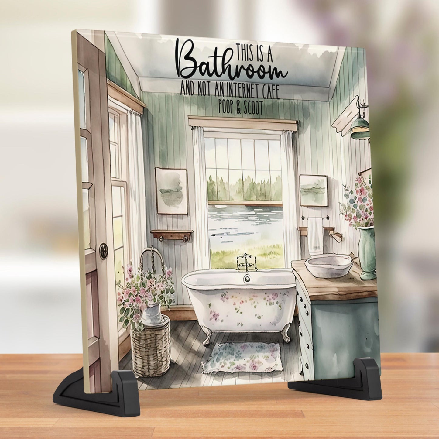 Bathroom Humor Art Tile - Sign