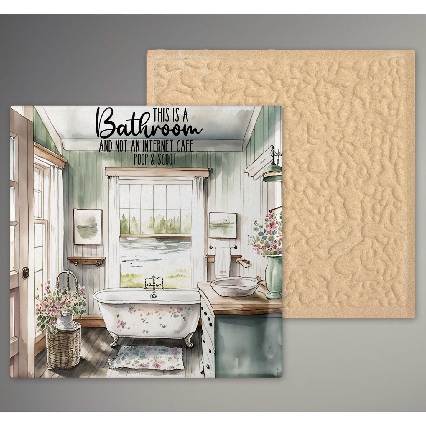 Bathroom Humor Art Tile - Sign