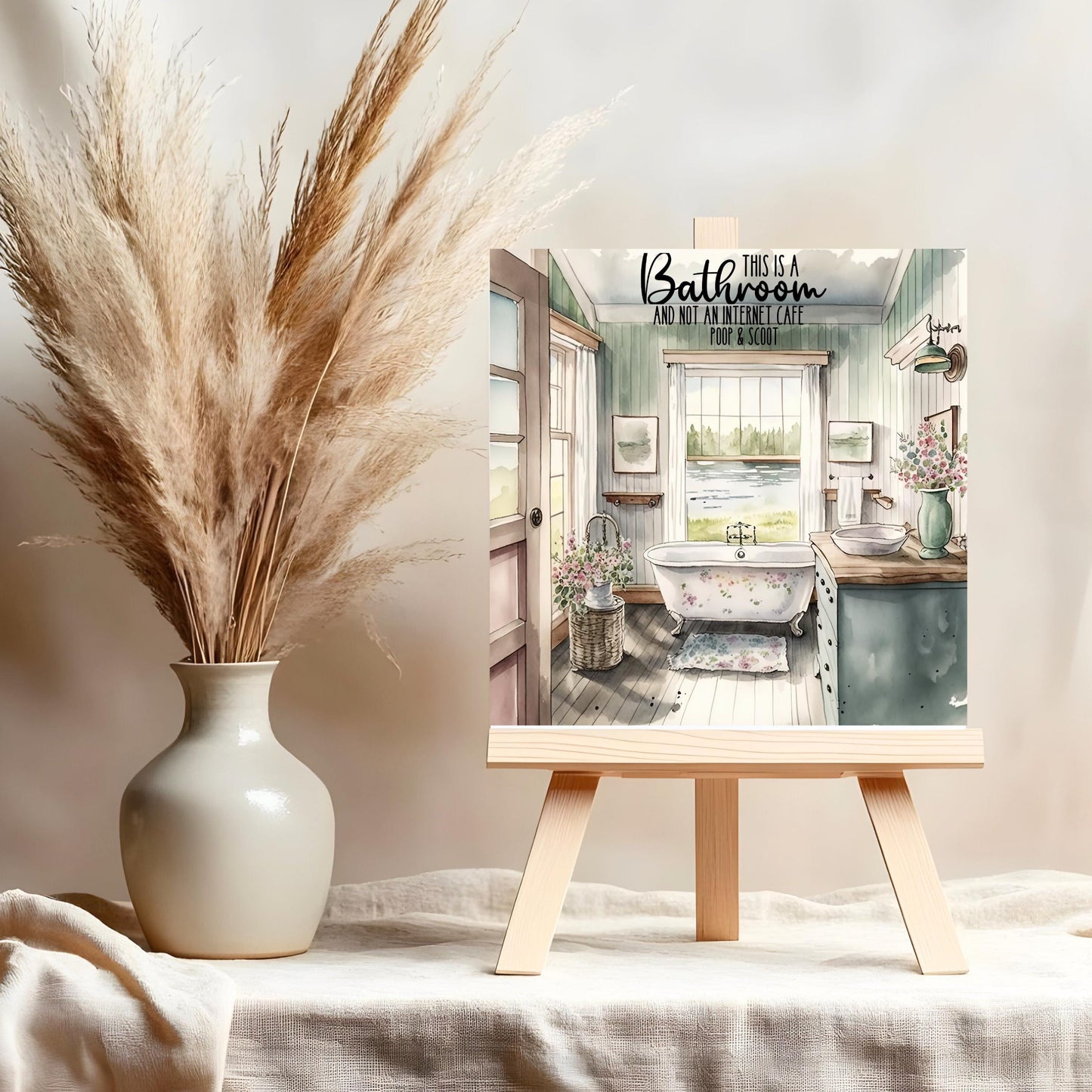 Bathroom Humor Art Tile - Sign