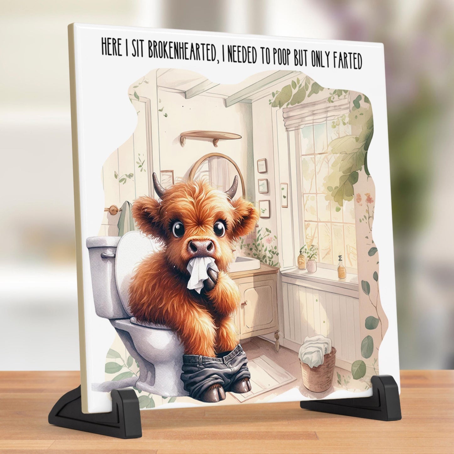 Funny Bathroom Highland Cow Art
