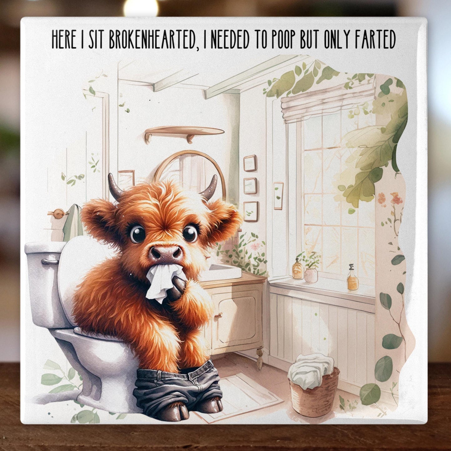 Funny Bathroom Highland Cow Art