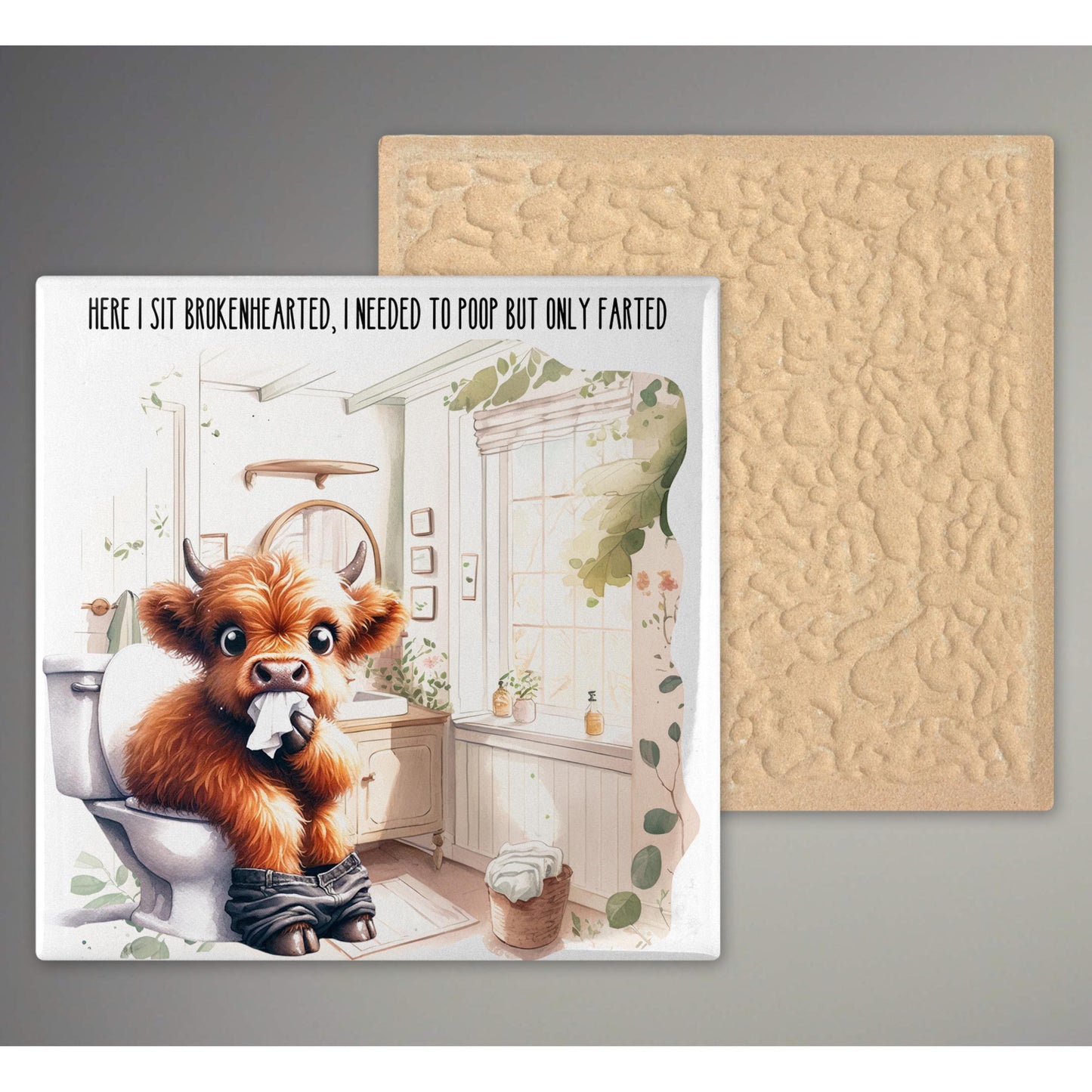 Funny Bathroom Highland Cow Art