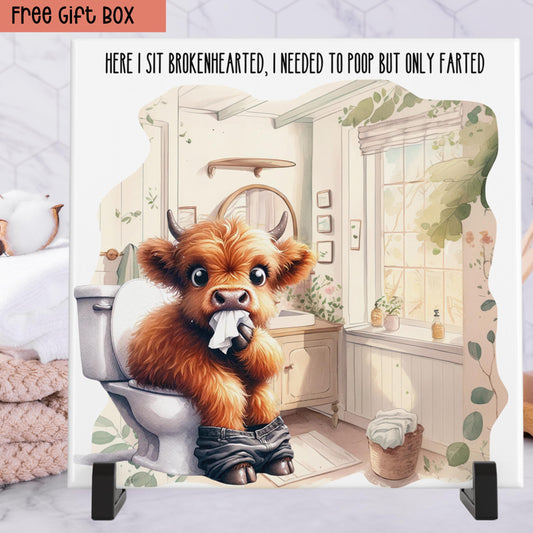 Funny Bathroom Highland Cow Art
