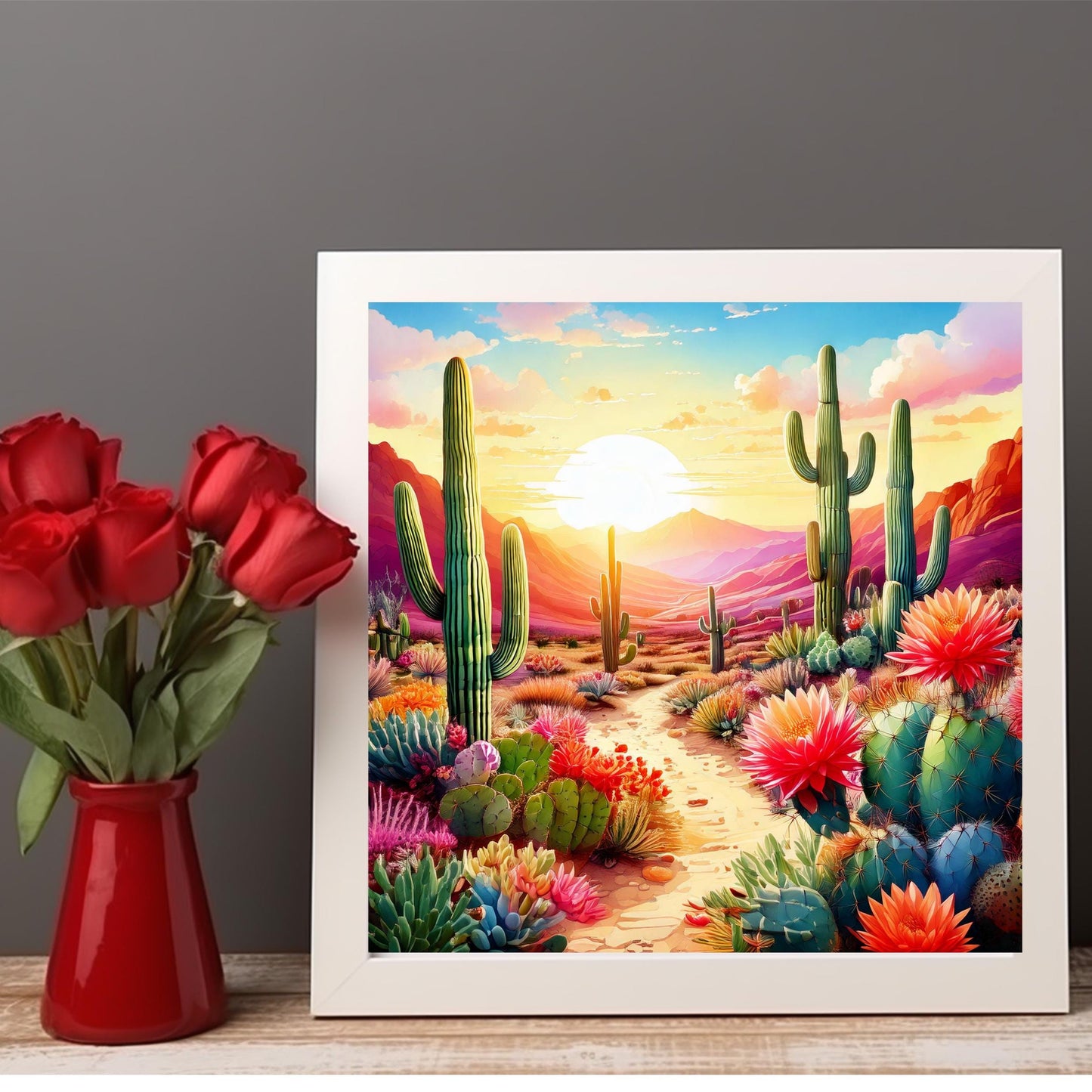 Desert Art Ceramic Tile, Handmade Ceramic Wall Decor for Unique Home Accent, Perfect Nature Inspired Gift