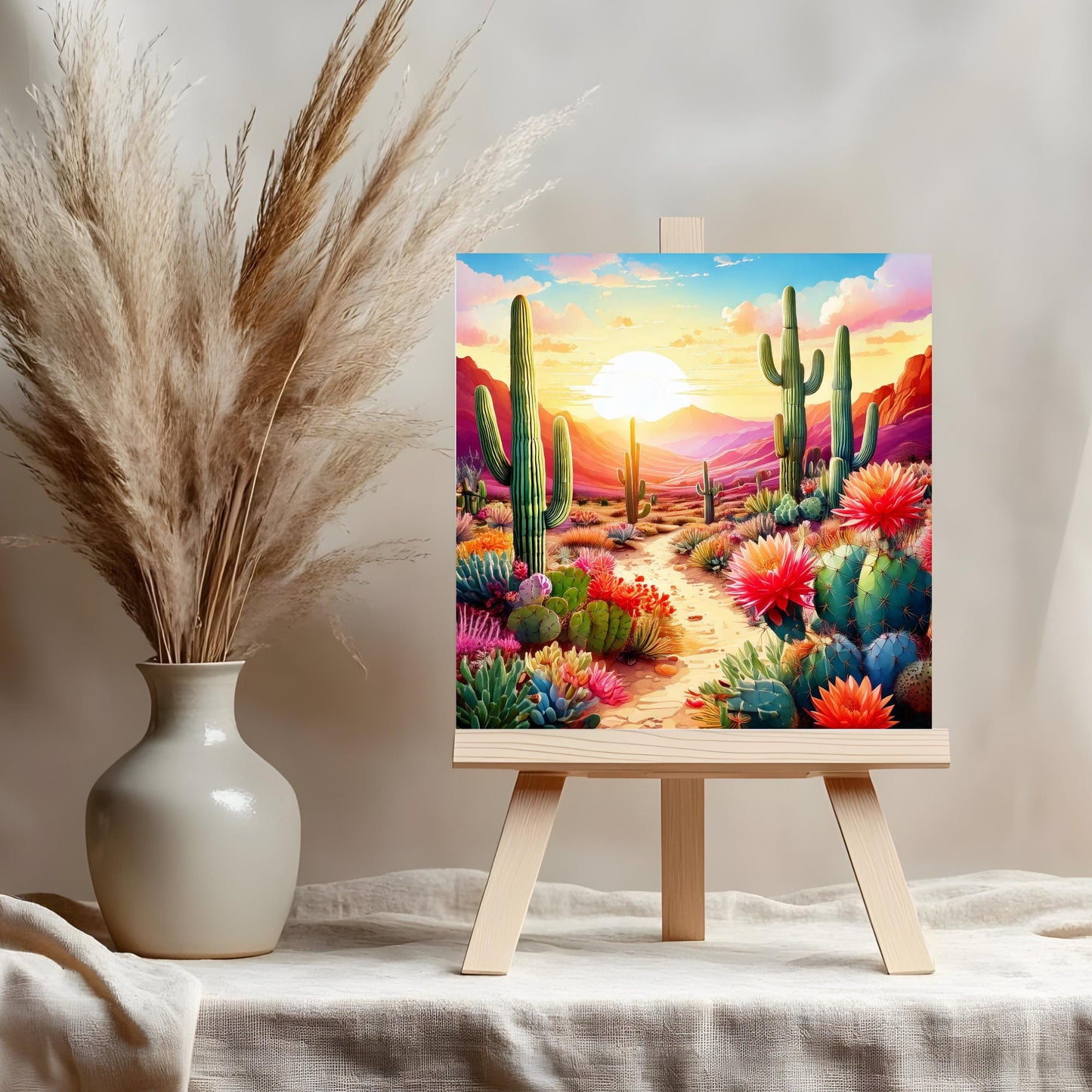 Desert Art Ceramic Tile, Handmade Ceramic Wall Decor for Unique Home Accent, Perfect Nature Inspired Gift